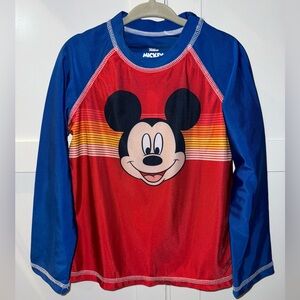 MICKEY MOUSE RASH GUARD Boys 4 4T Swim Sun Shirt Disney Junior Long Sleeve EUC